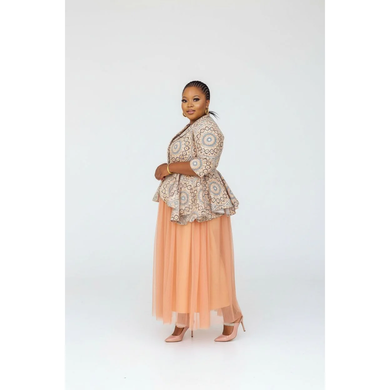 Plush Pleated Peplum Skirt with Floral Top 2 Piece Set - Image 2