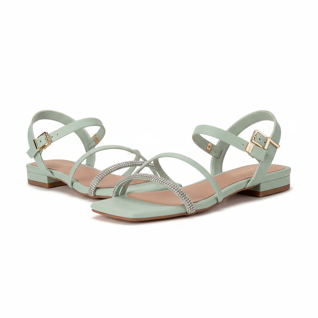 Crystal Strap Square-Toe Sandal. - Image 5