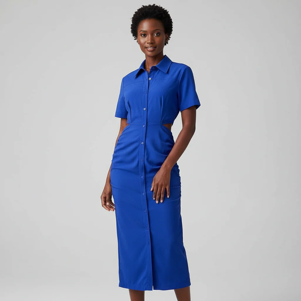 Cut Out Back Elegant Button Detailed Dress - Image 16