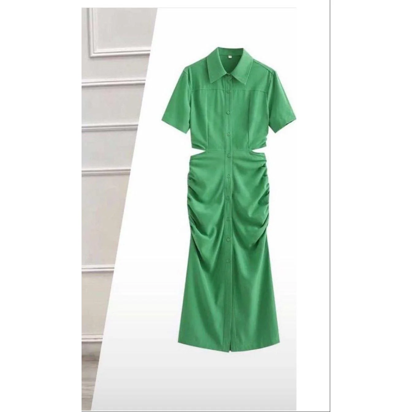 Cut Out Back Elegant Button Detailed Dress - Image 3