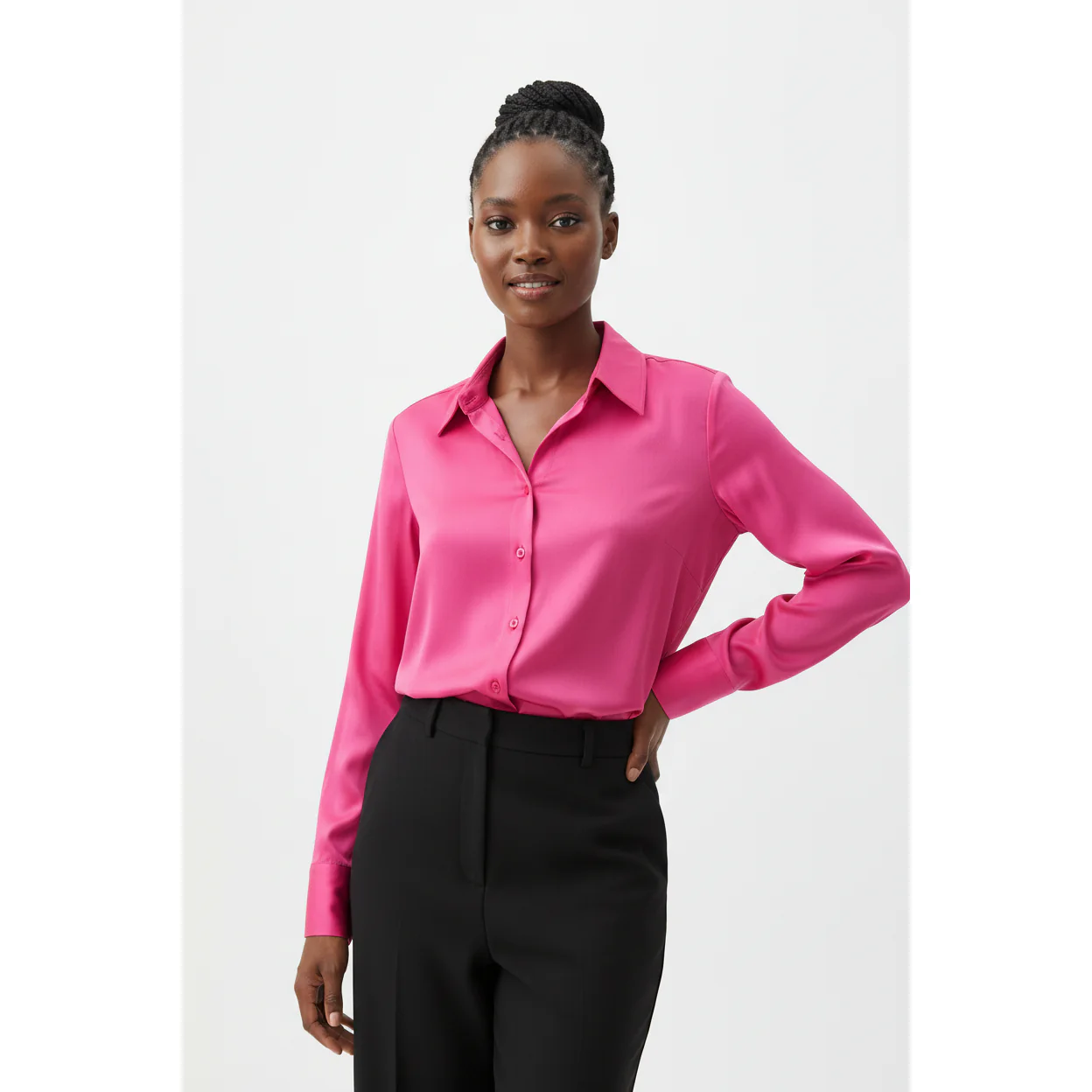 Casual Long Sleeve Solid Color Shirt - Image 2