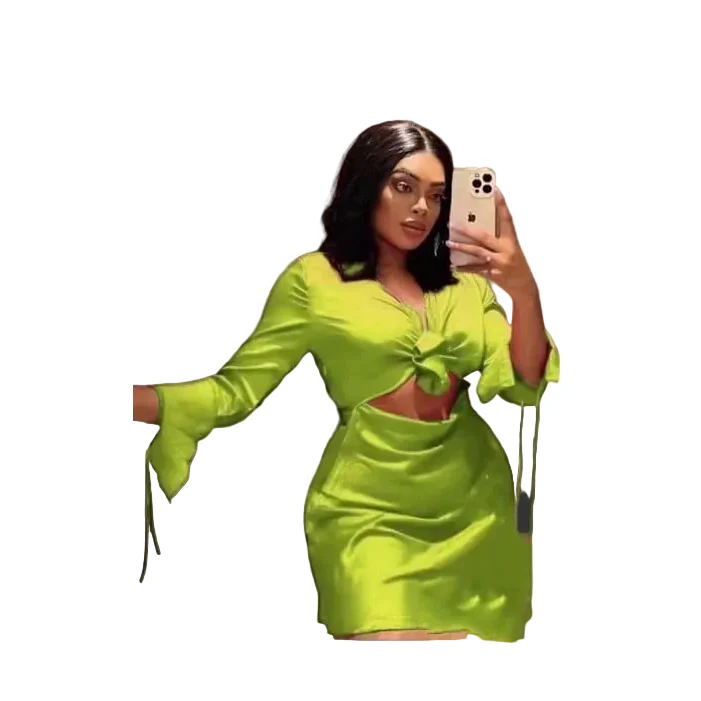 Sexy Long Sleeve Hollow Out Bodycon Dress - Image 6