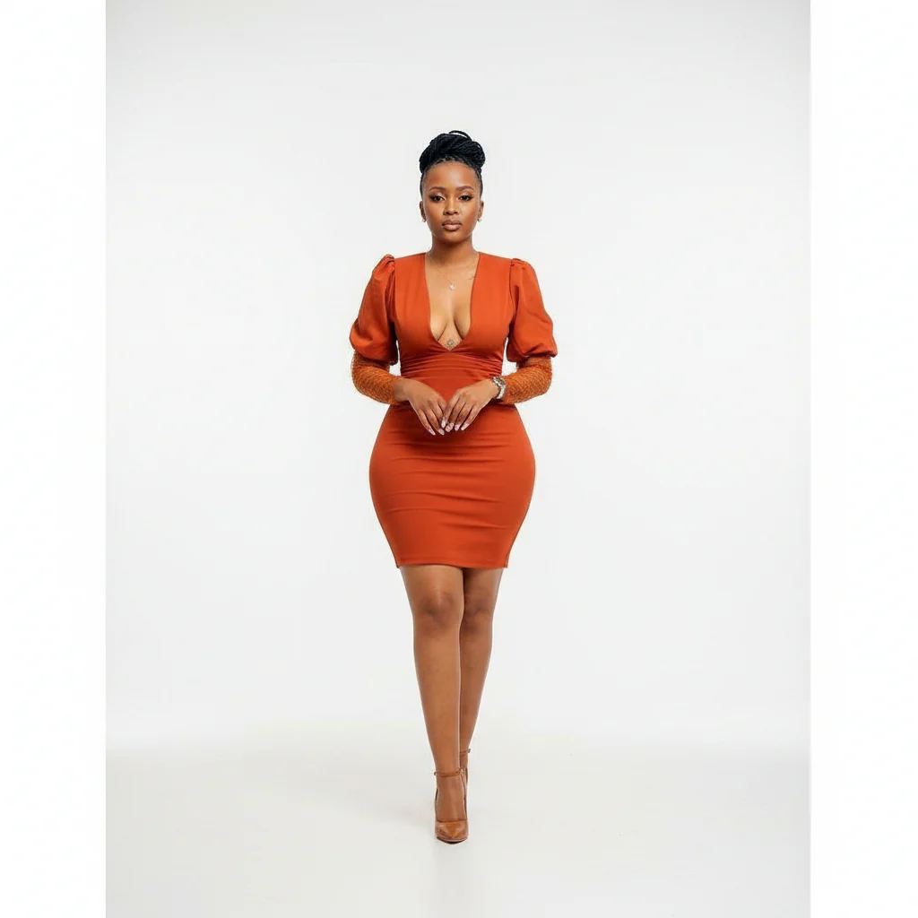 Deep V-Nech Mini Dresses