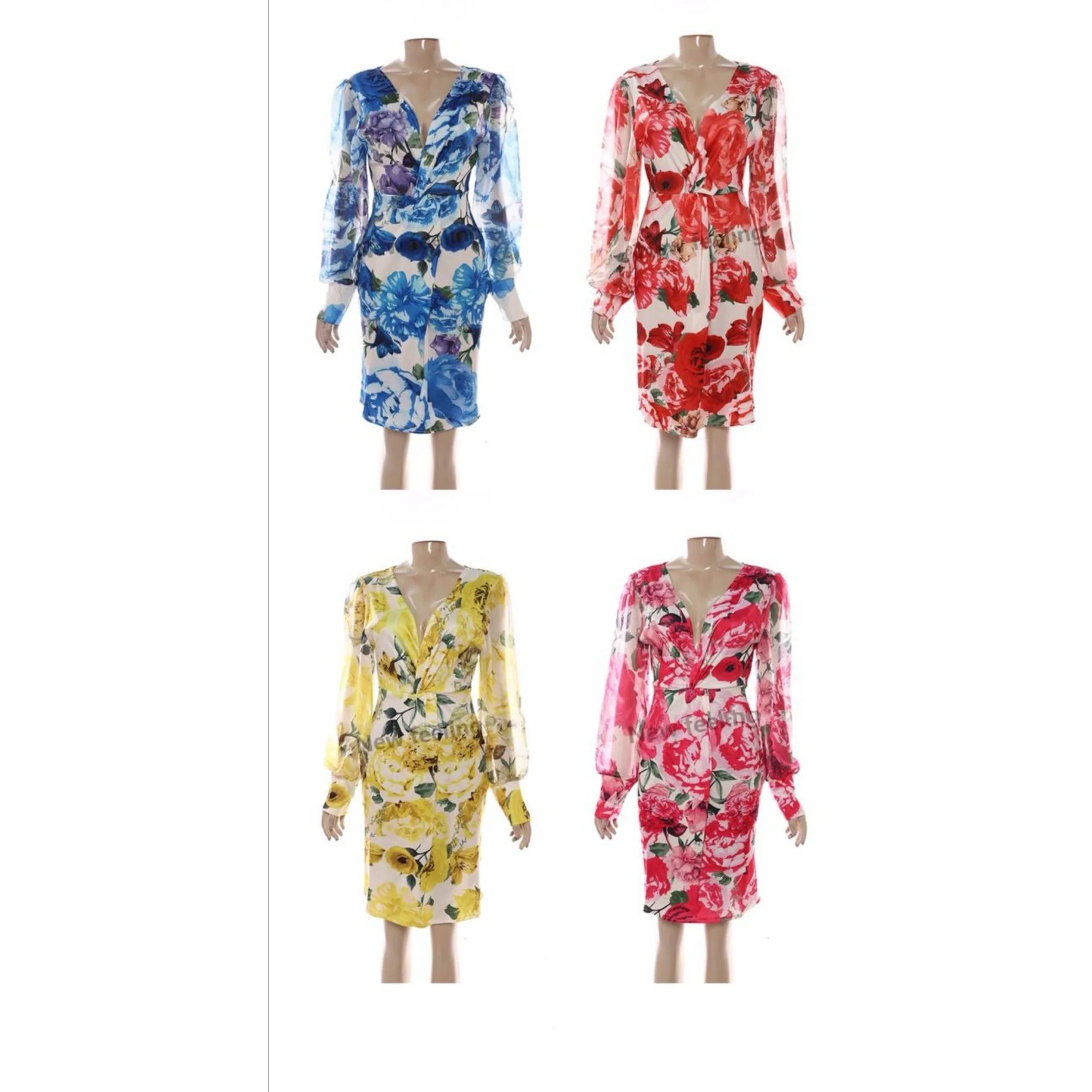 Deep V-Neck Floral Dress  - Image 2