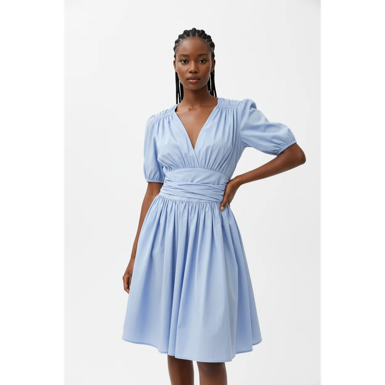 Deep V-Neck Mini Dress  - Image 2