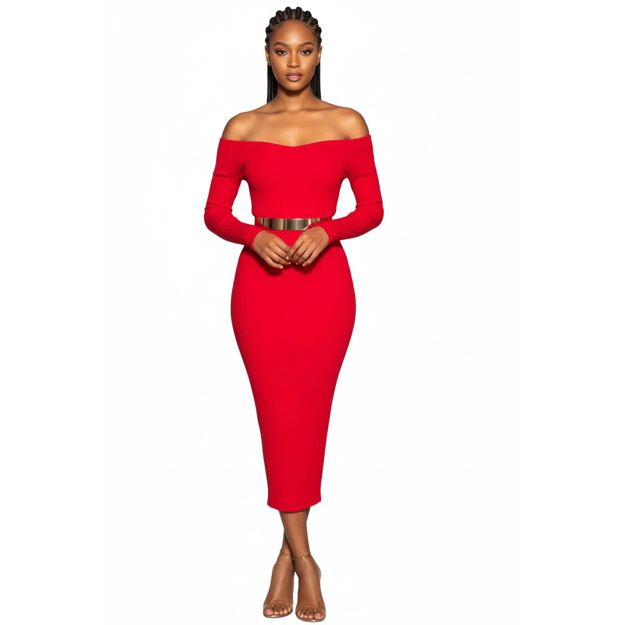 Deep V-Neck Sweater Dress  - Image 3