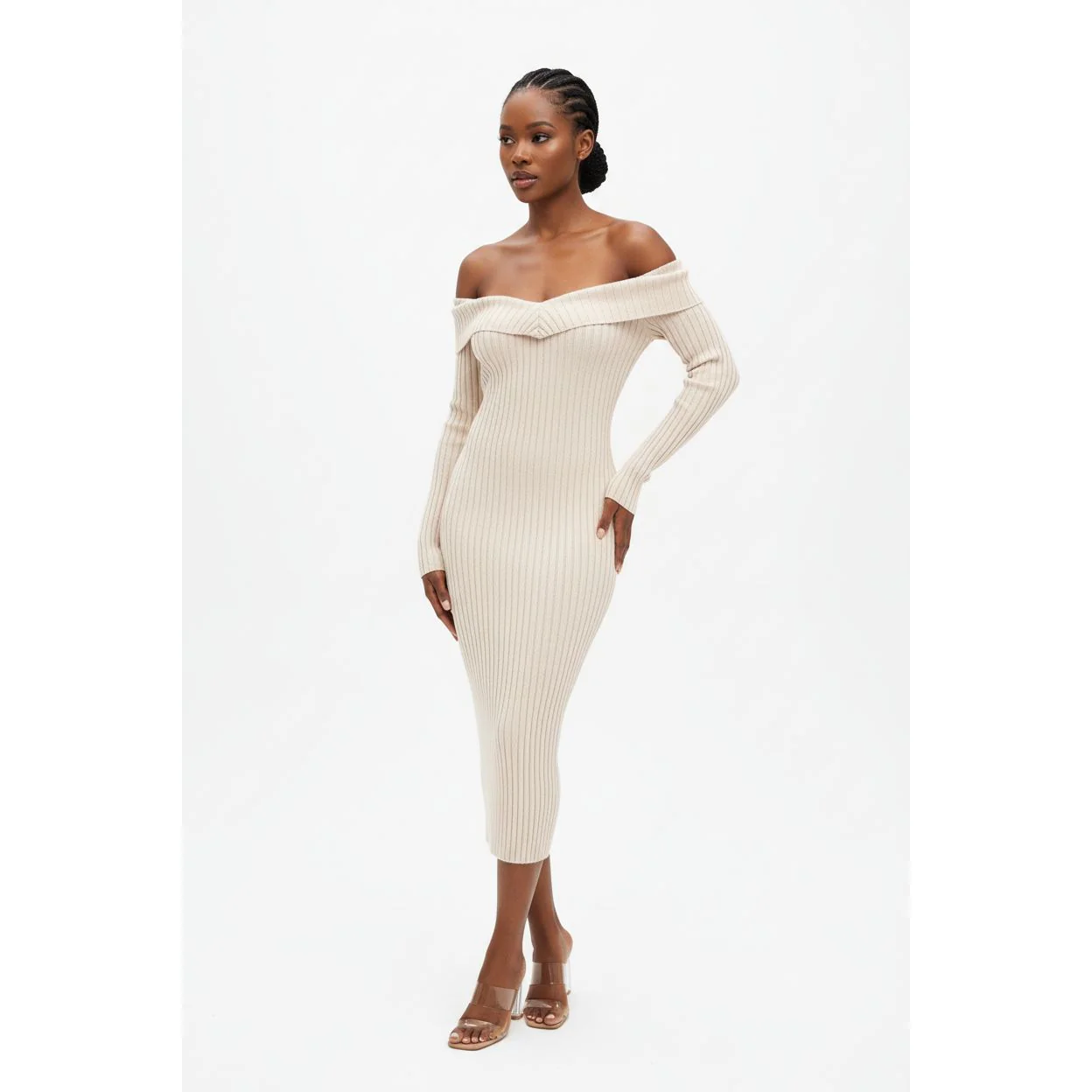 Deep V-Neck Sweater Dress  - Image 4