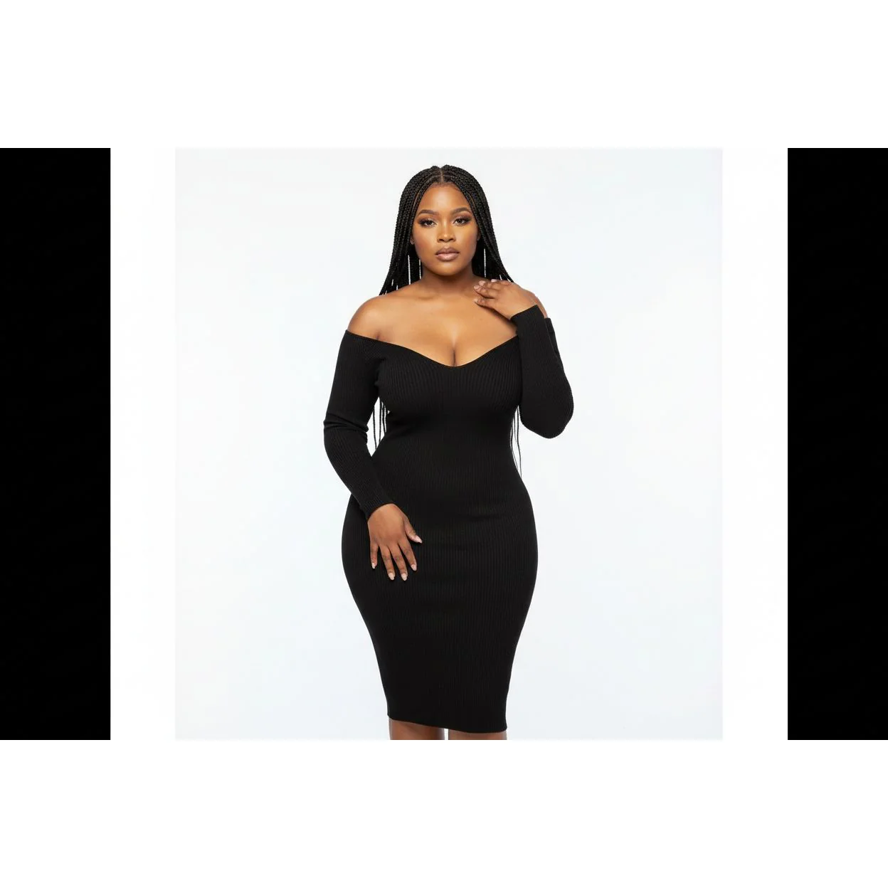 Deep V-Neck Sweater Dress  - Image 5