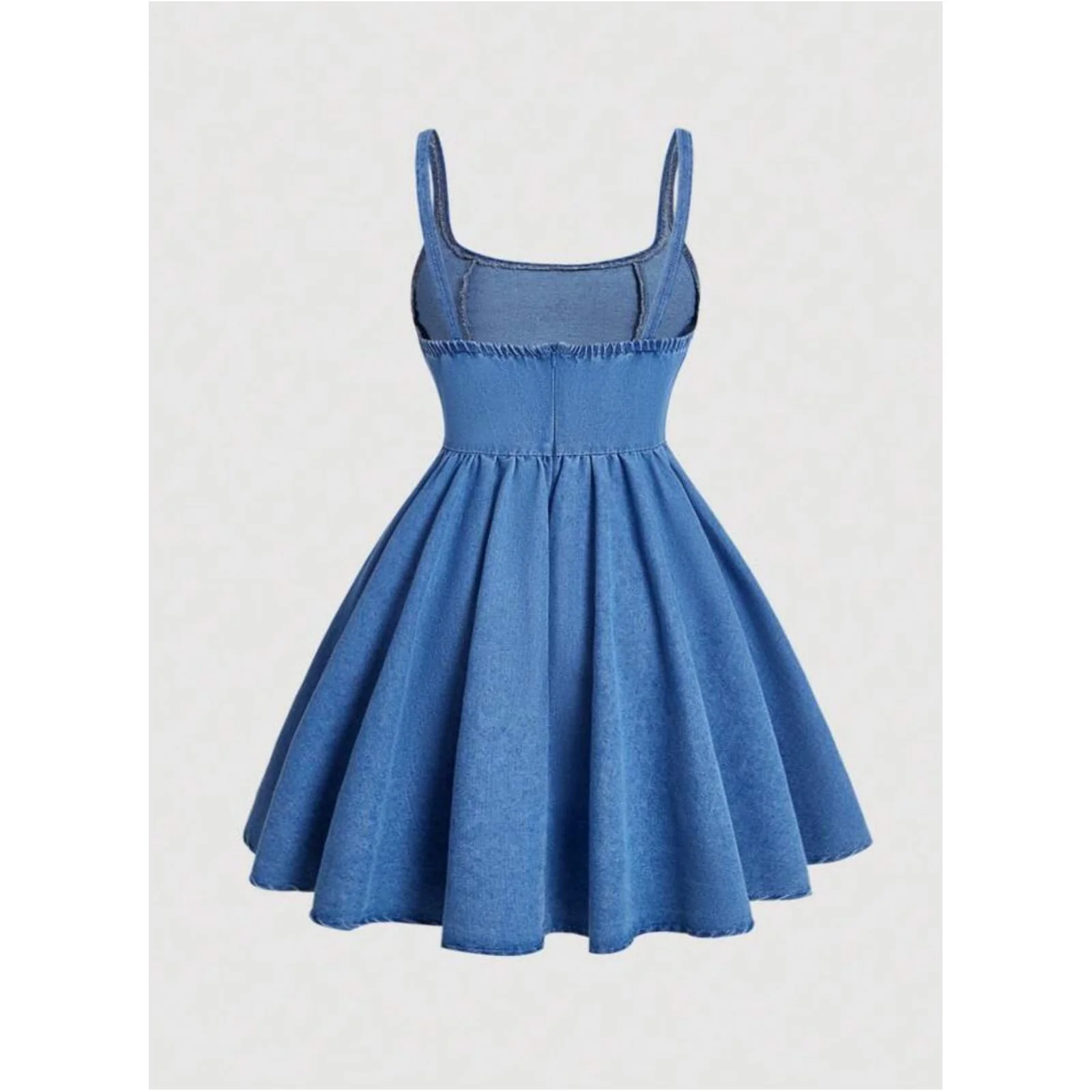 Denim Casual Sleeveless Cami Dress, Mexican Dress - Image 3