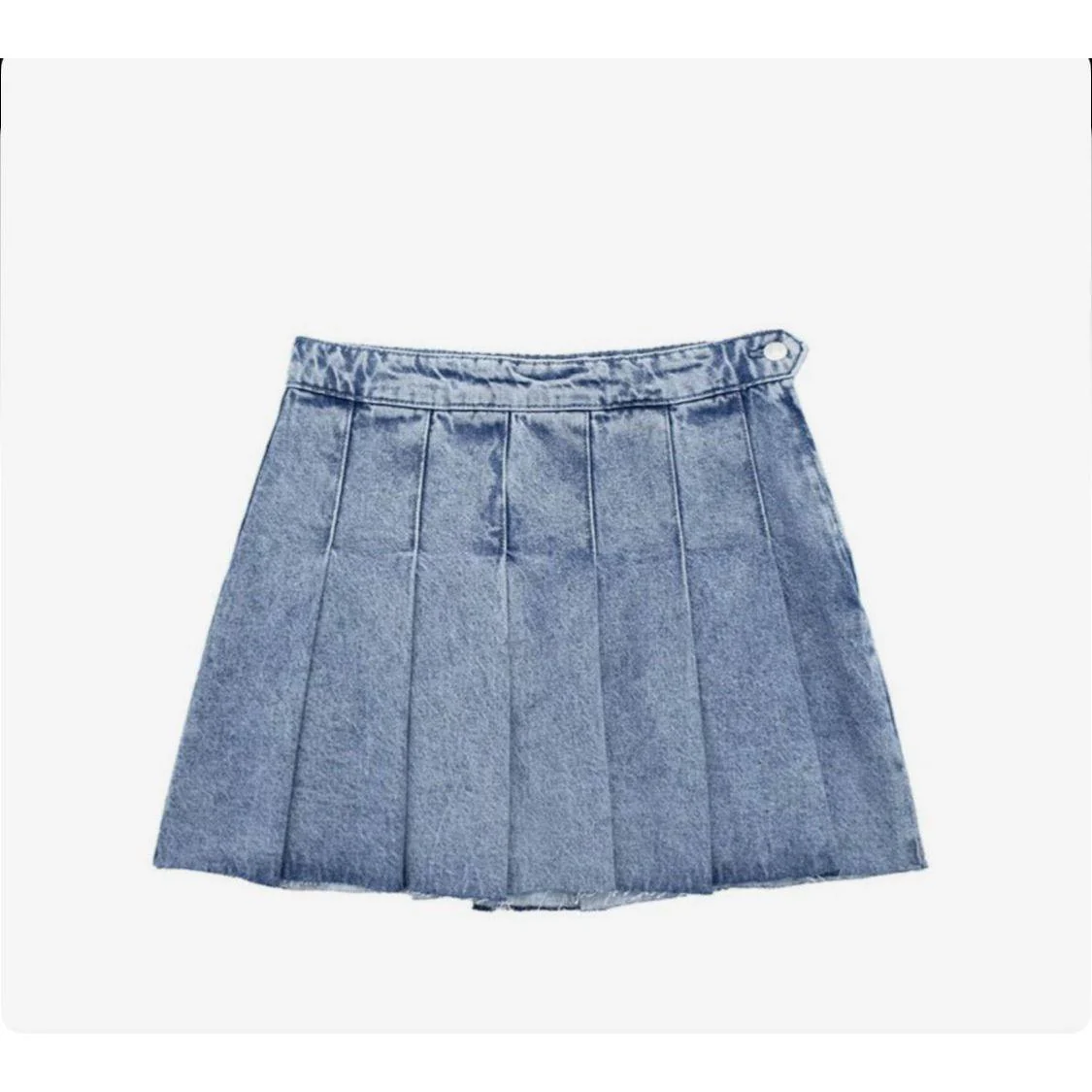Denim Pleated Minin Skirt - Image 5