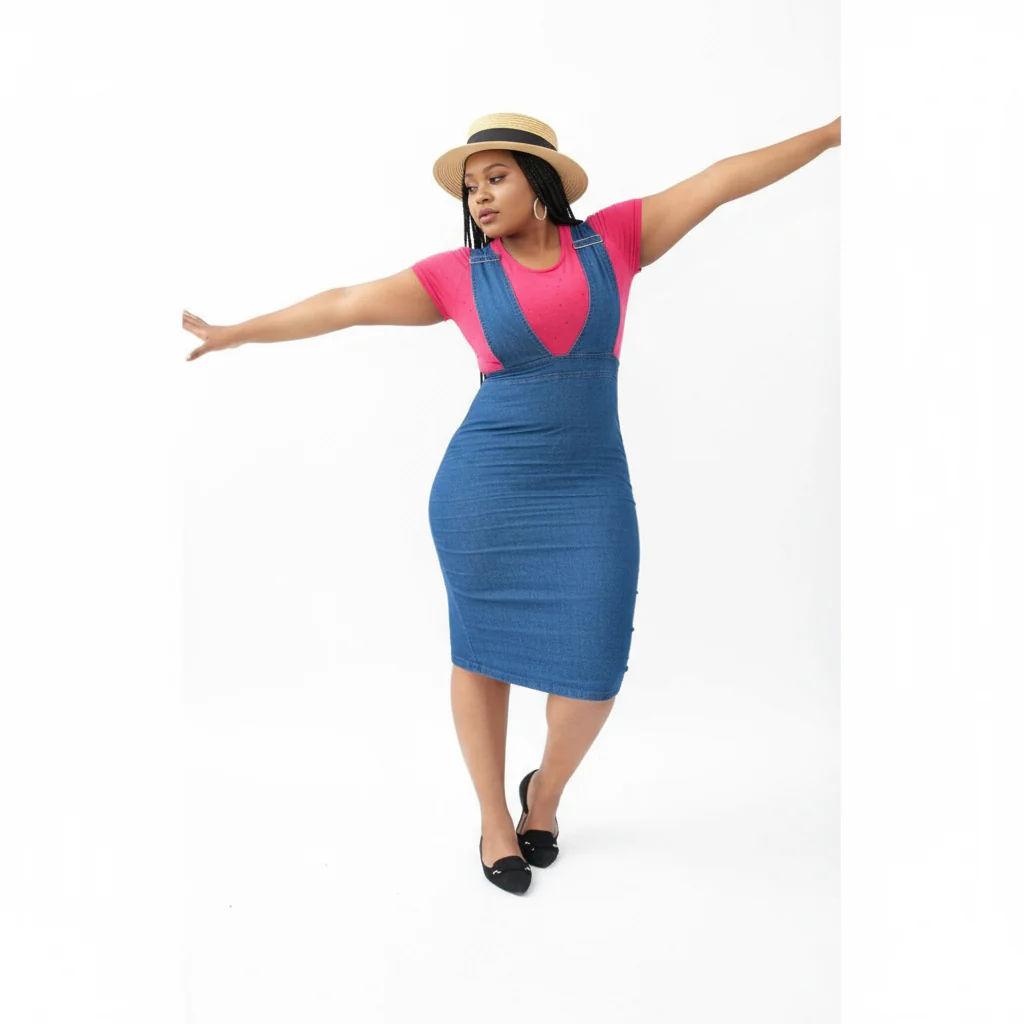 Denim Suspender Dress  - Image 2