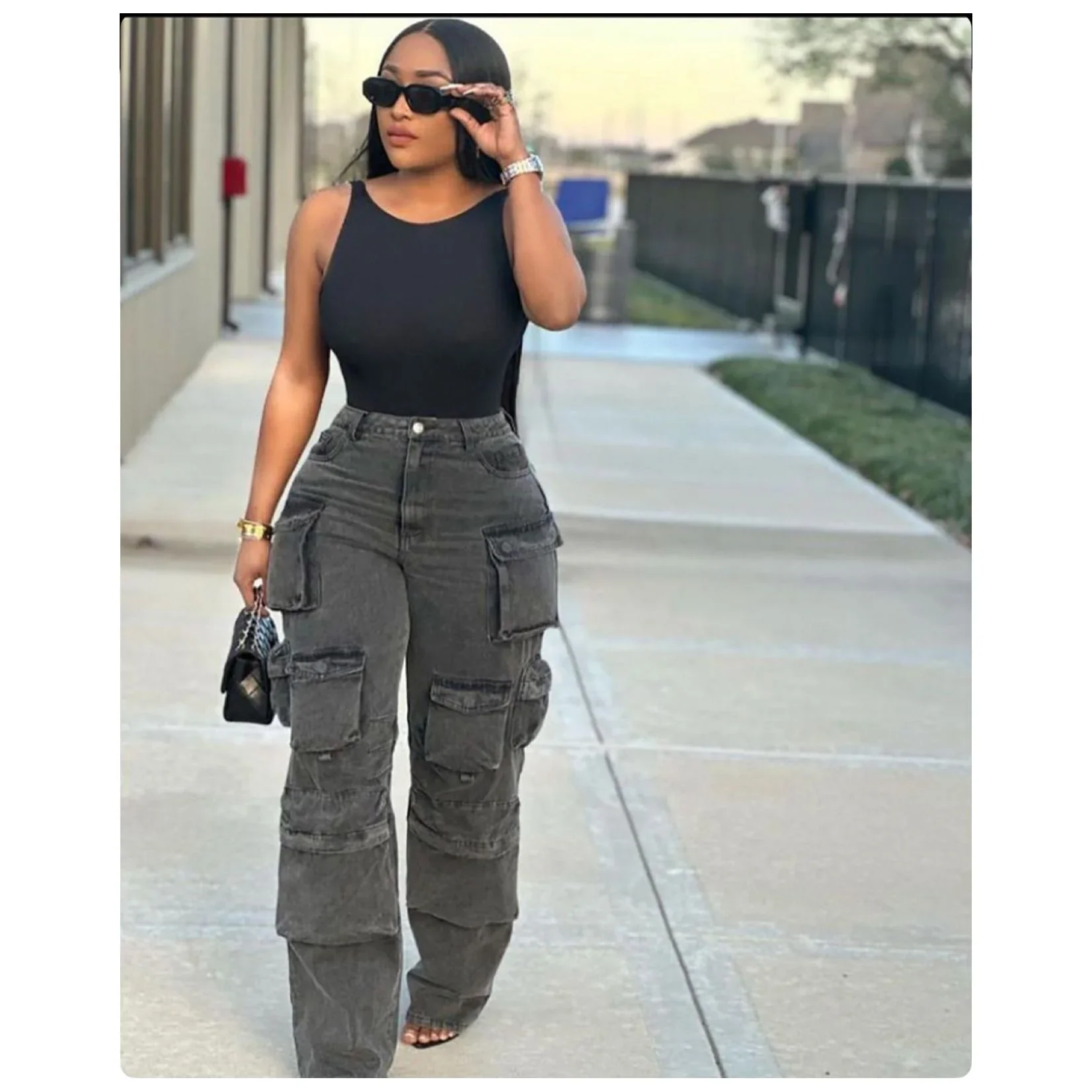 Denim Washed Multi-Pocket Pants. - Image 2