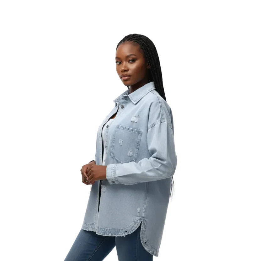 Distressed Oversized Denim Shirts - Image 2