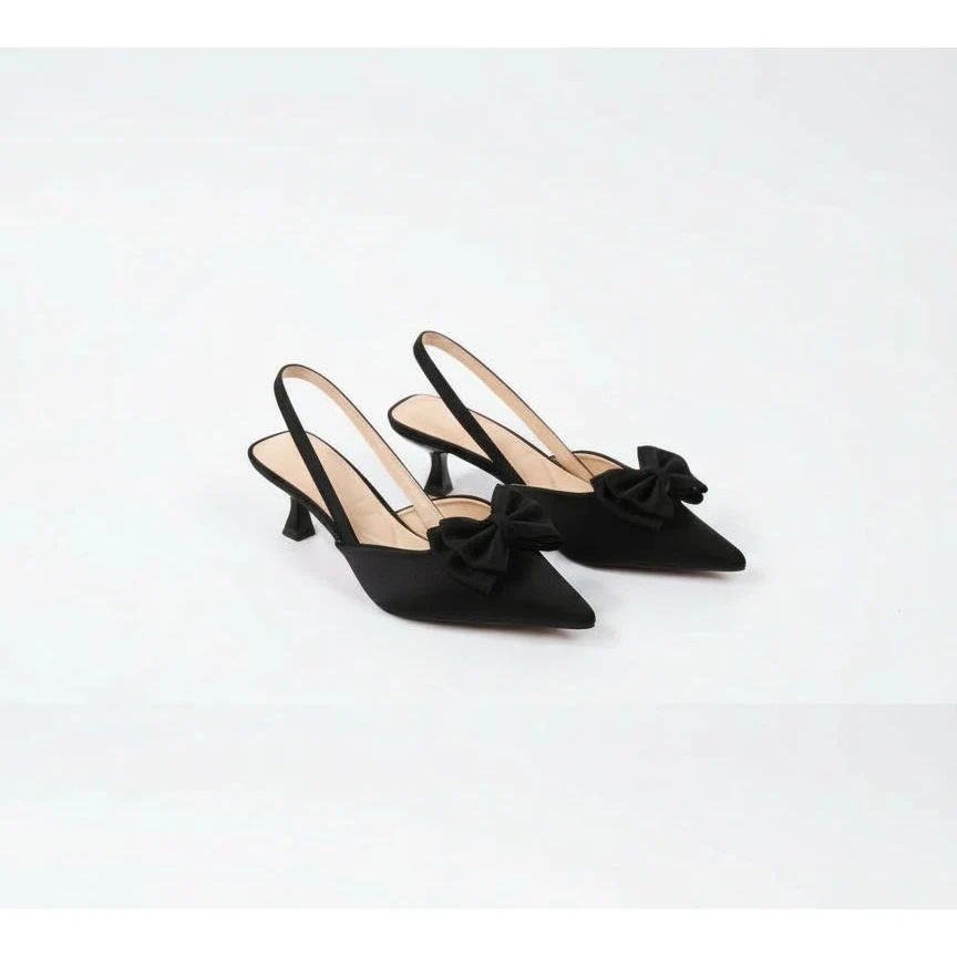 Double Bow Detail Pointy Kitten Heels - Image 2