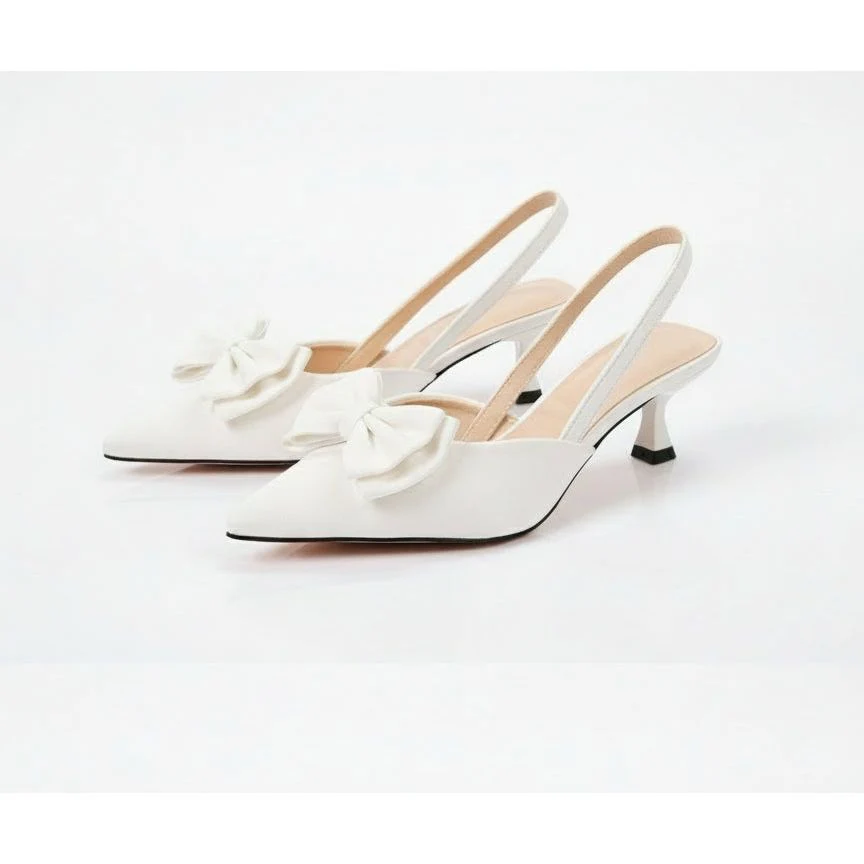 Double Bow Detail Pointy Kitten Heels - Image 3