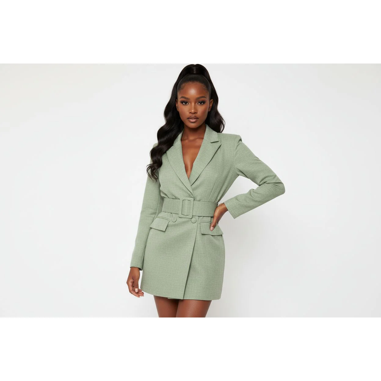 Double Breasted Belted Blazer - Image 5