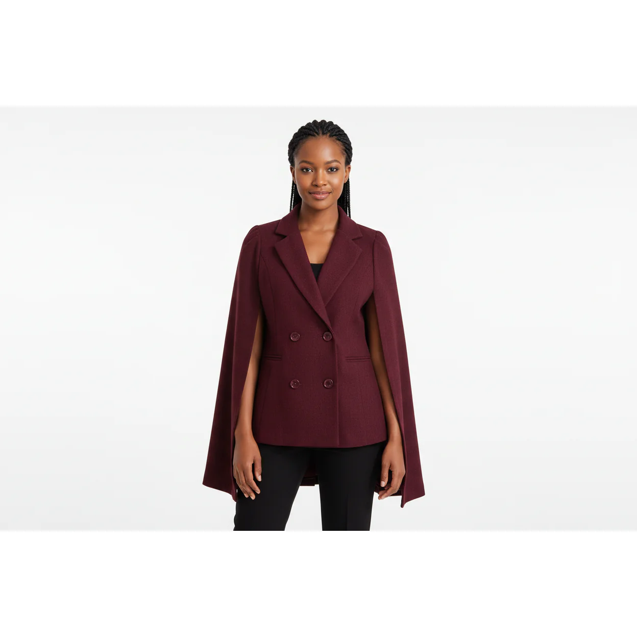 Double Breasted Cape Trench Coat - Image 4