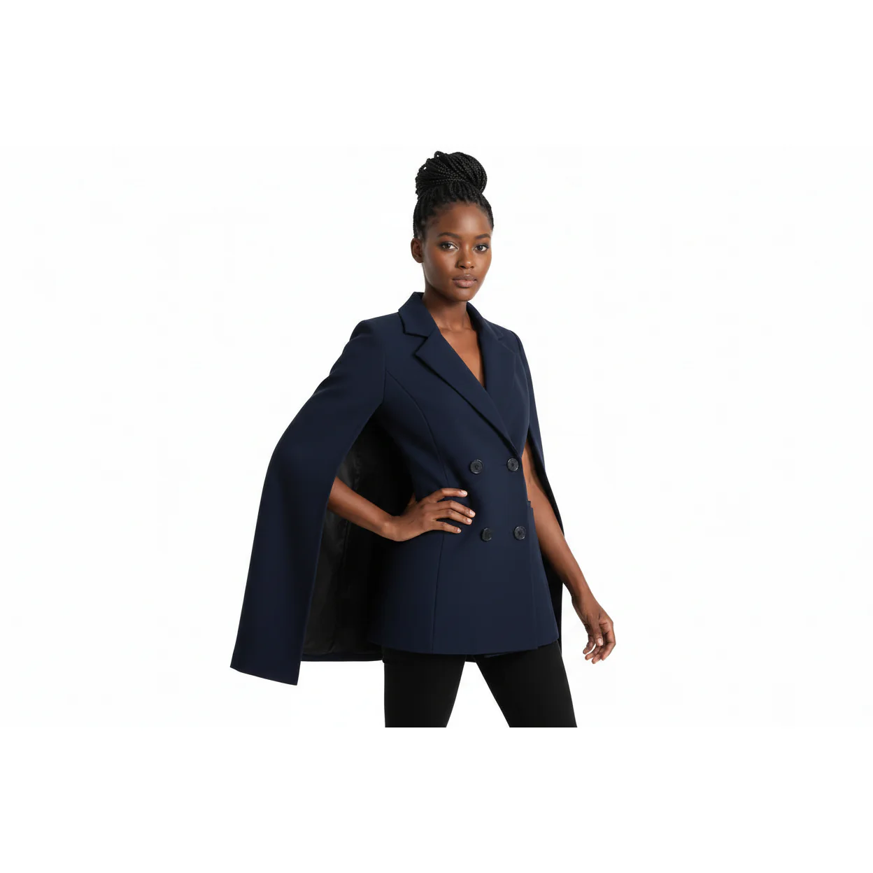 Double Breasted Cape Trench Coat - Image 5
