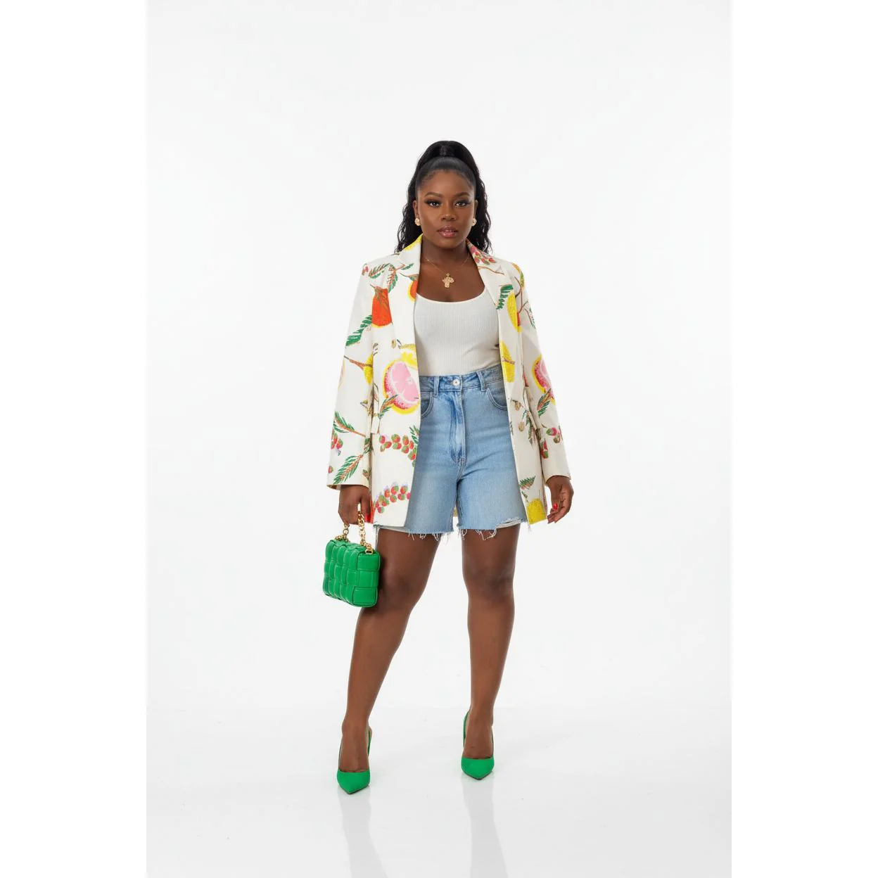 Double Breasted Print Blazer - Image 3