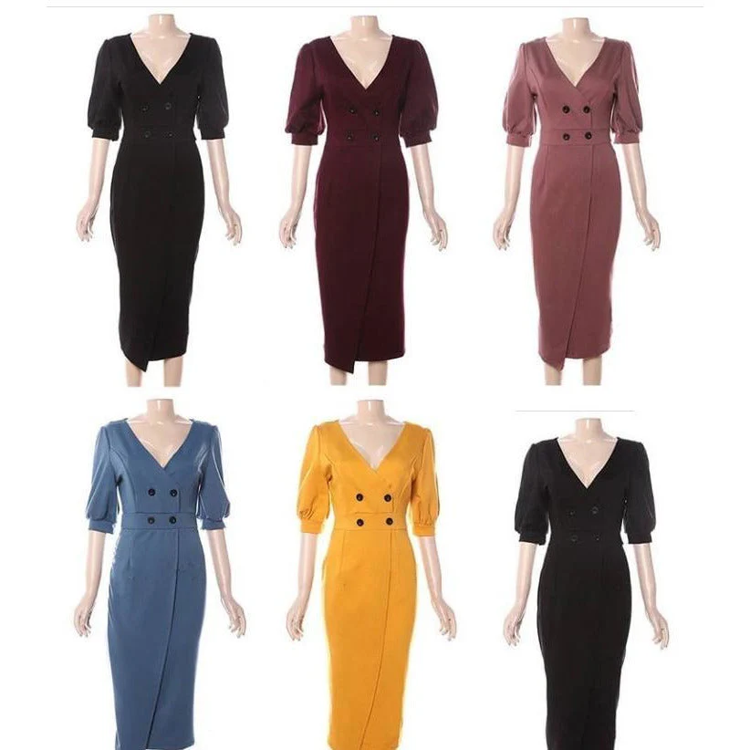 Double Breasted V-Neck Dress  - Image 3