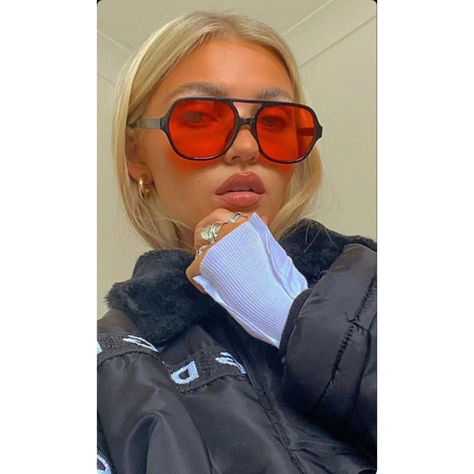 Double Bridge Fashion Square Sunglasses - Image 3