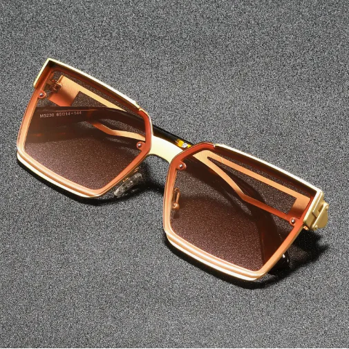 1 Pair of Unisex Retro Half-Frame Square Sunglasses with Protection - Image 5