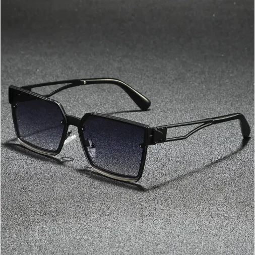 1 Pair of Unisex Retro Half-Frame Square Sunglasses with Protection - Image 6