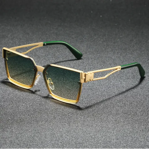 1 Pair of Unisex Retro Half-Frame Square Sunglasses with Protection - Image 7