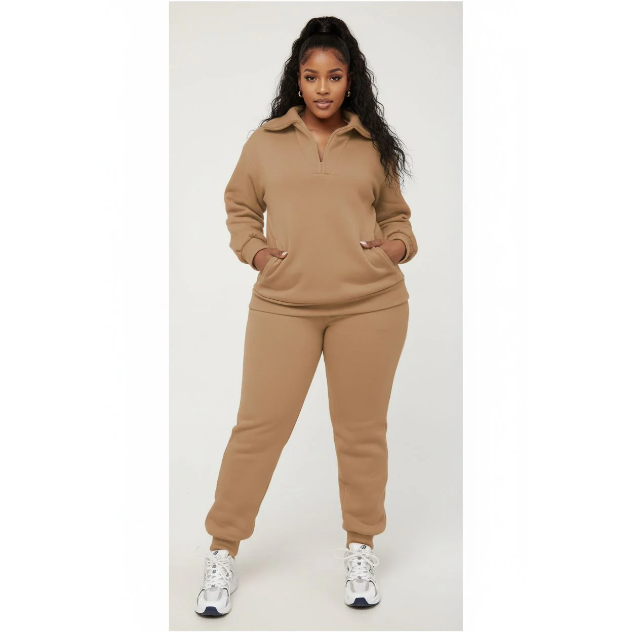 Drawstring Hoodie And Sweatpants Two Piece Set - Image 2