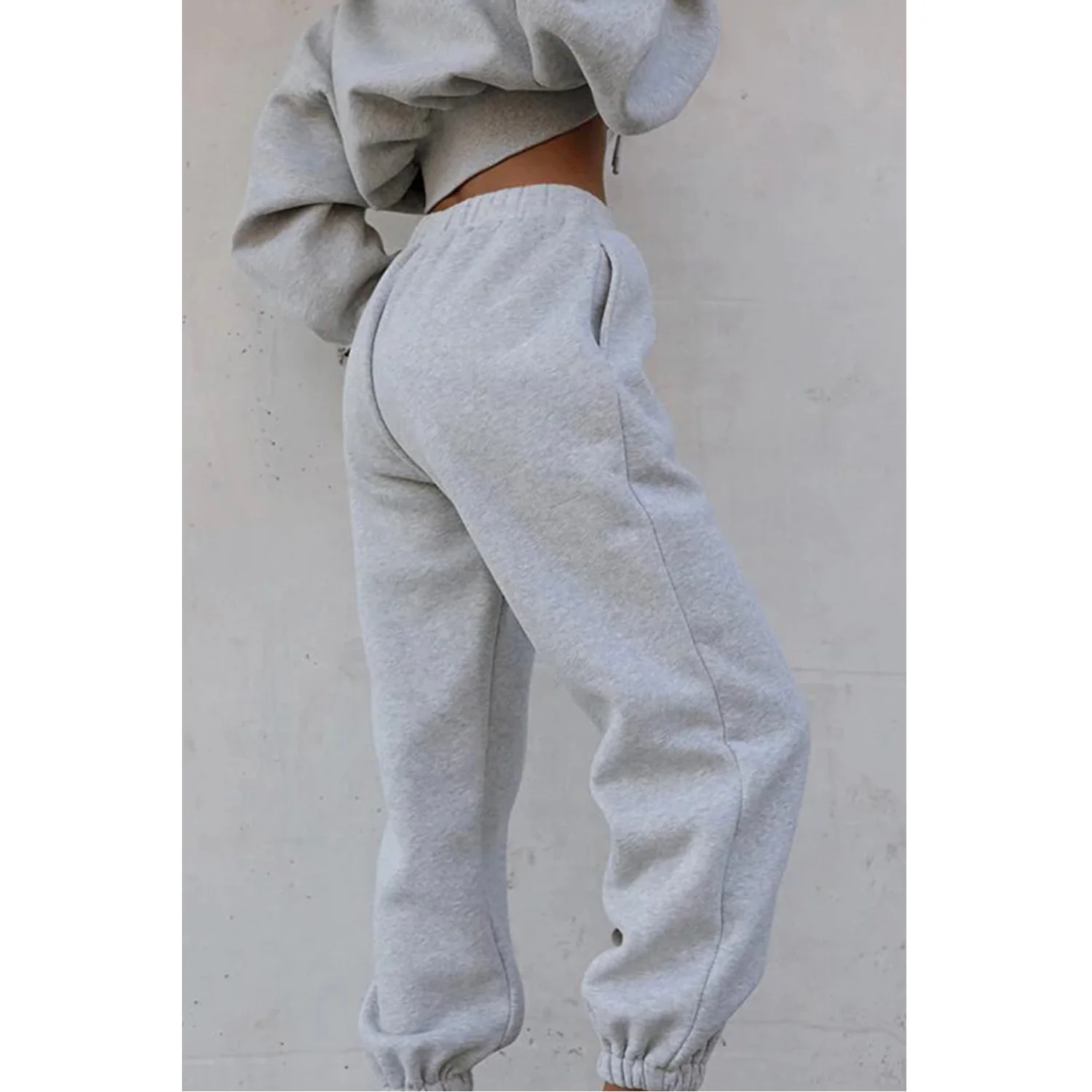 Drawstring Hoodie Crop Top & Jogger Pants - Image 5
