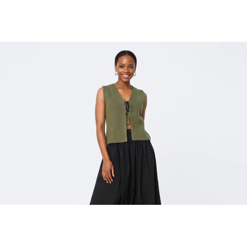 Tie Front String Panel Short Sleeve Waistcoat - Image 2
