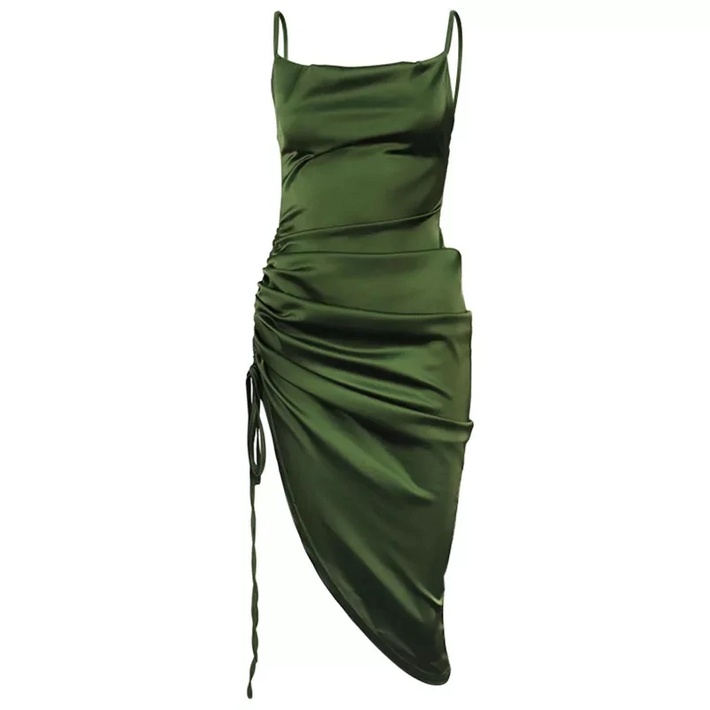 Drawstring Spaghetti Straps Dress - Image 5