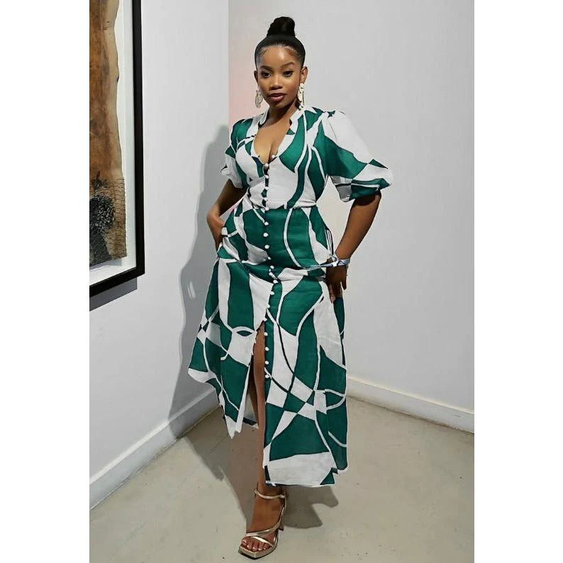 Dual Colors Buttoned Down Maxi Dress - Image 2