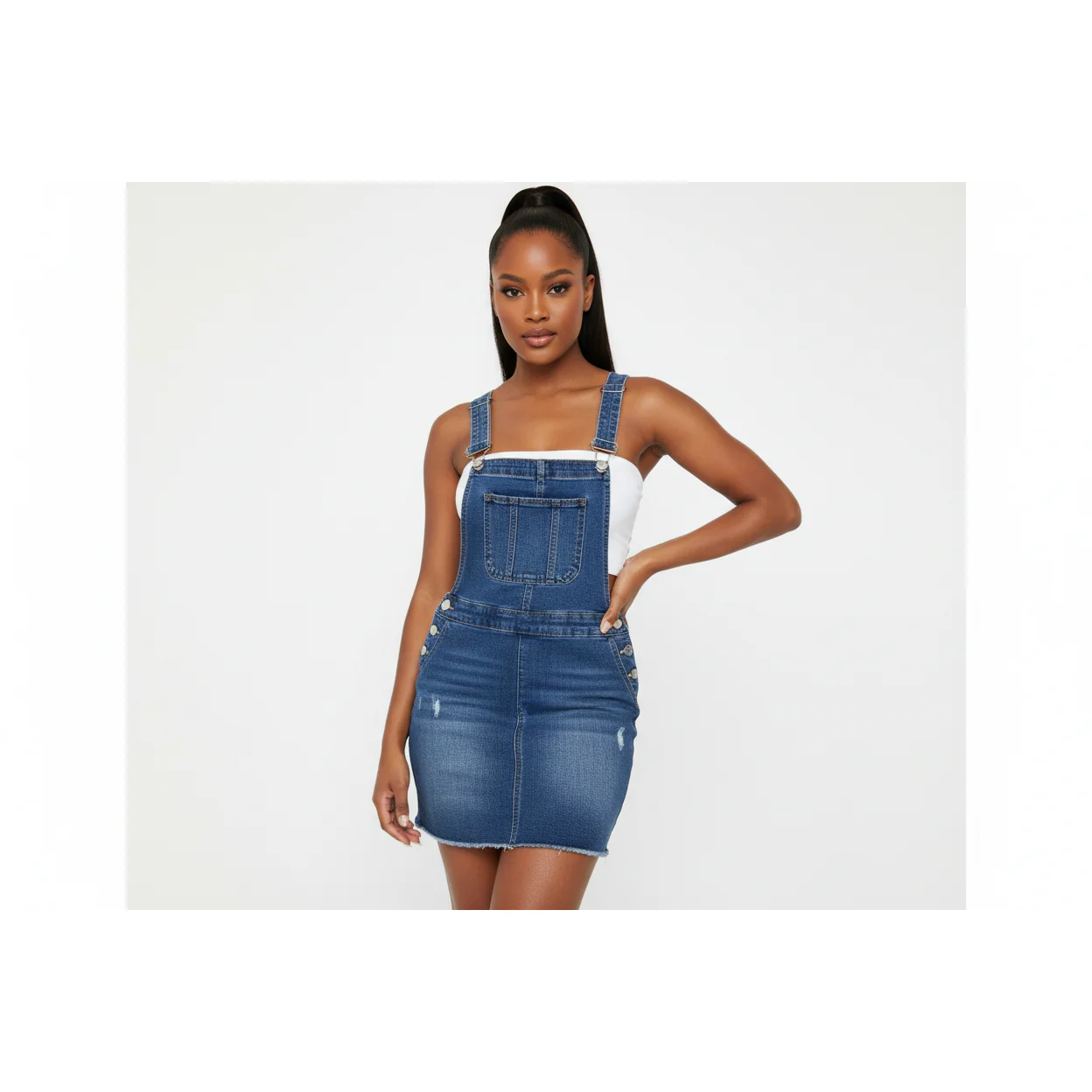 Dungaree Denim Overall Mini Dress