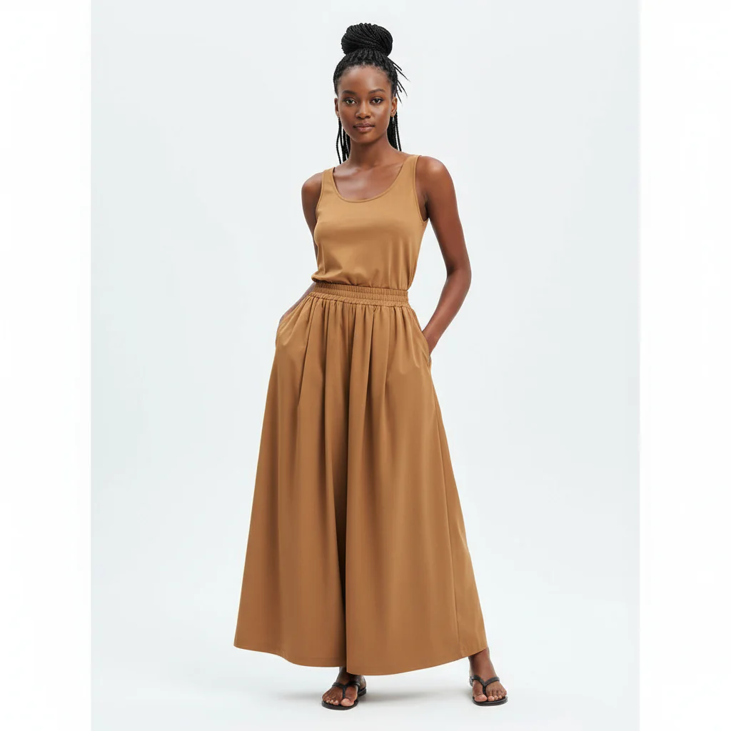 Elasticated Poplin Midi Skirt - Image 2