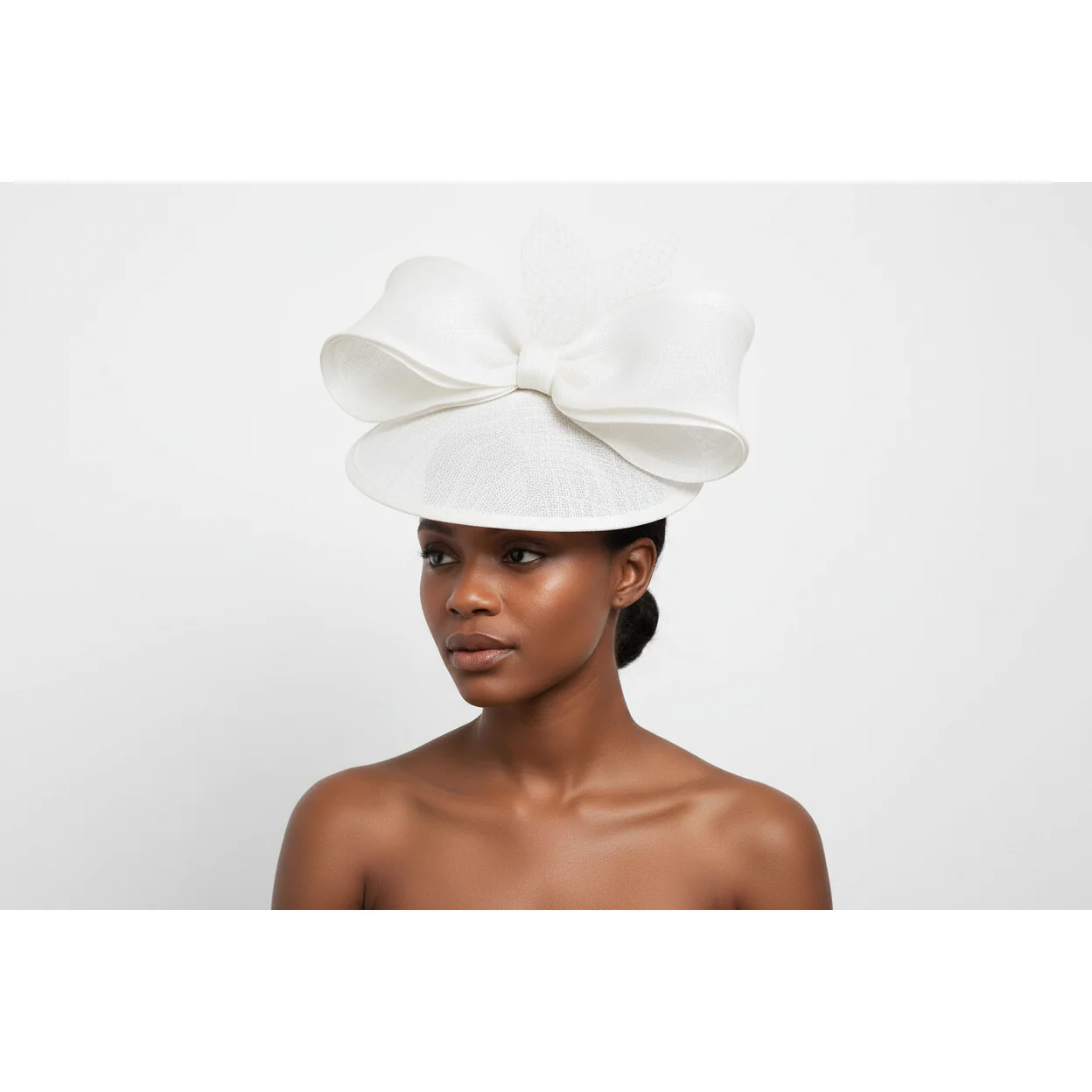 Elegant Beauty Black Bow Perched hat - Image 2
