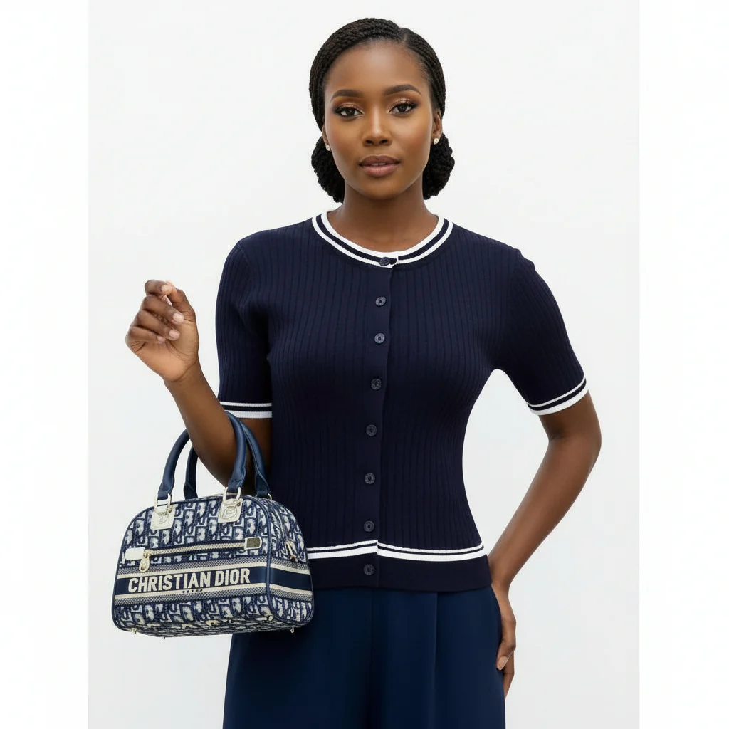 Short Sleeve Elegant Cardigan with Front Button - Image 3