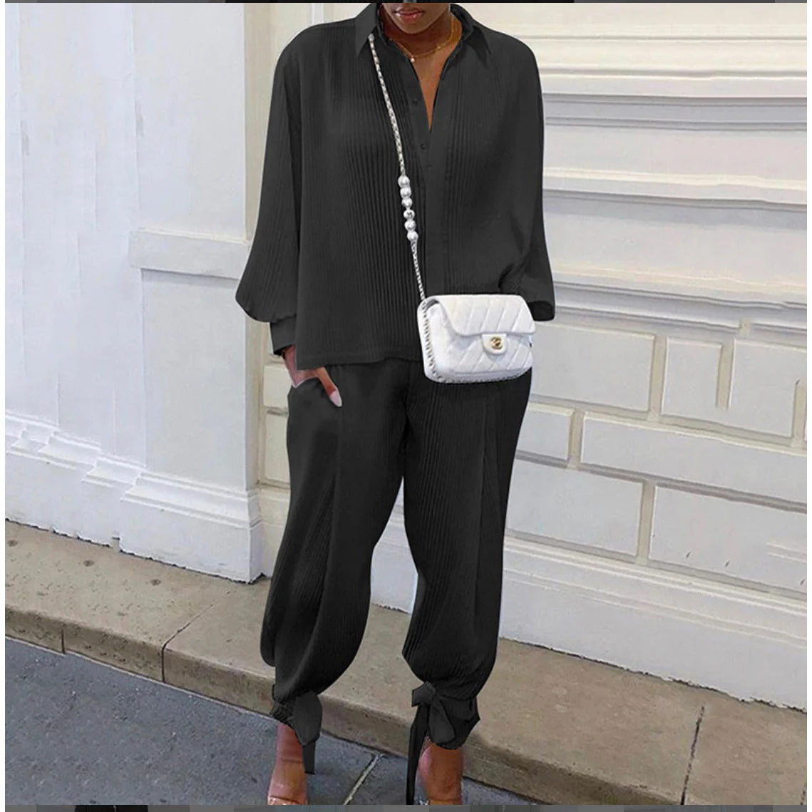 Elegant Casual Two-Piece Pleated Set - Image 2