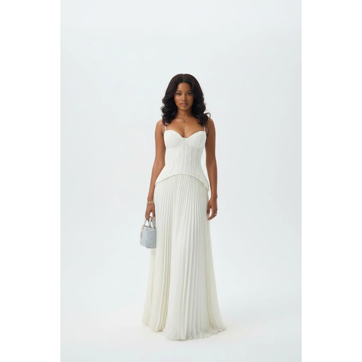Elegant Corset Top & Flowy Maxi Pleated Skirt - Image 2