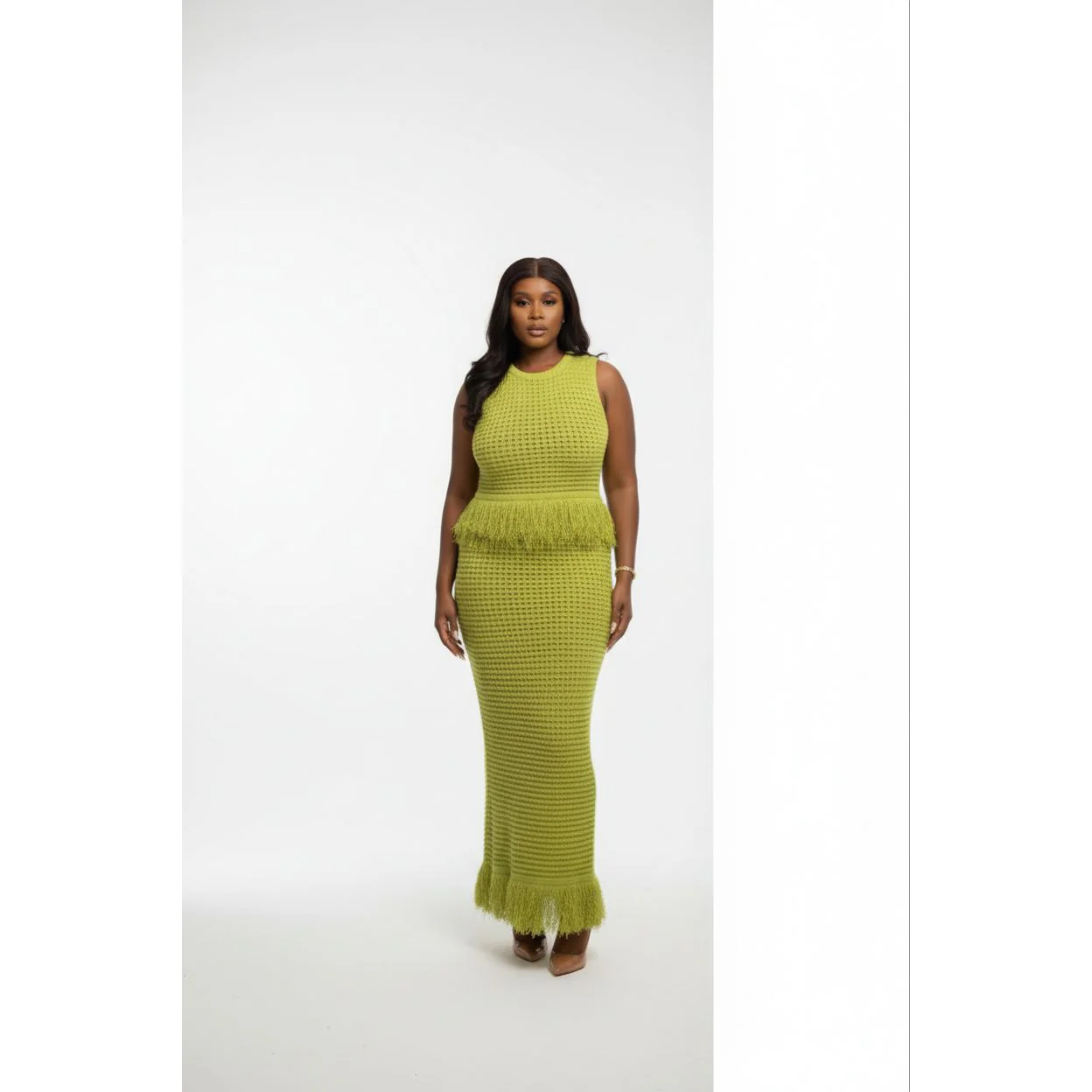 Elegant Crochet Top And Bodycon Maxi Skirt Set