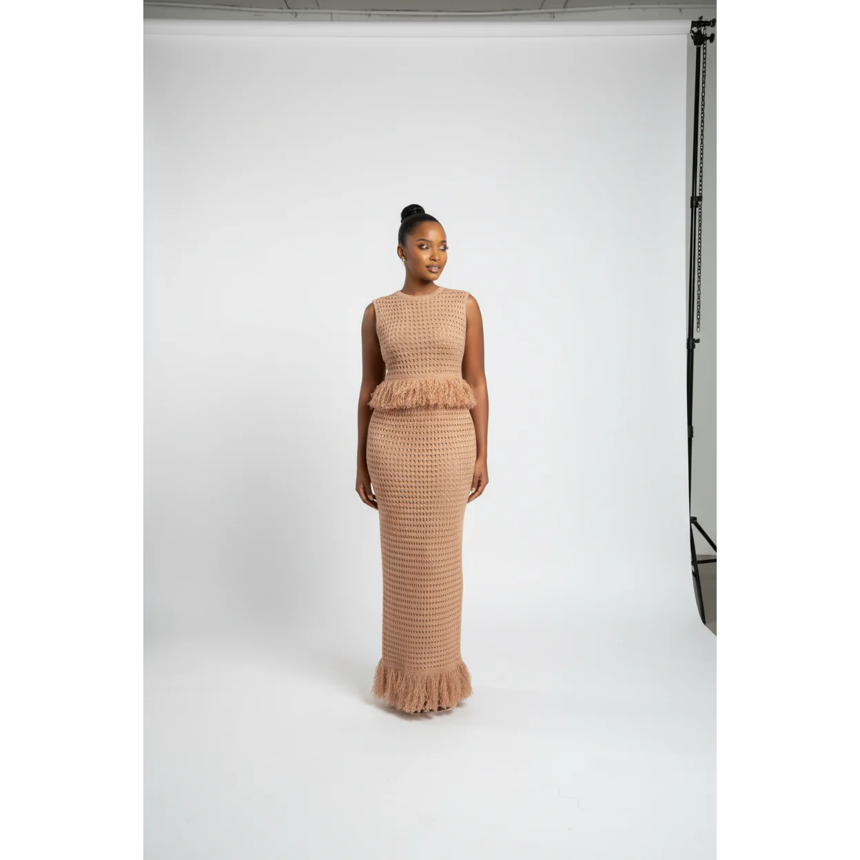 Elegant Crochet Top And Bodycon Maxi Skirt Set - Image 2