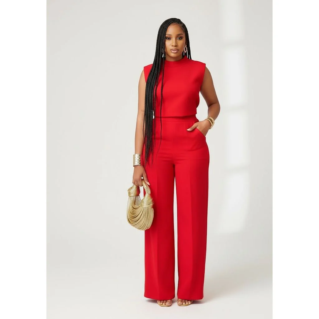 Elegant Daily Solid Color Sweet Round Sleeveless 2 Piece Set - Image 2