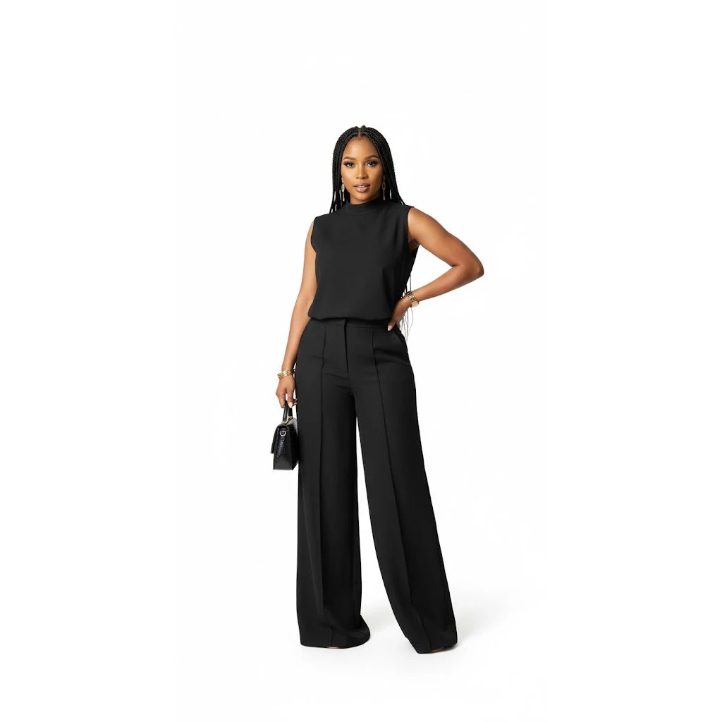 Elegant Daily Solid Color Sweet Round Sleeveless 2 Piece Set - Image 3