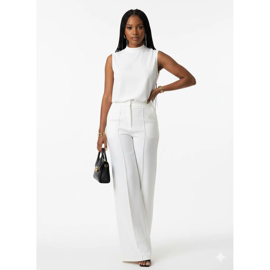 Elegant Daily Solid Color Sweet Round Sleeveless 2 Piece Set - Image 4