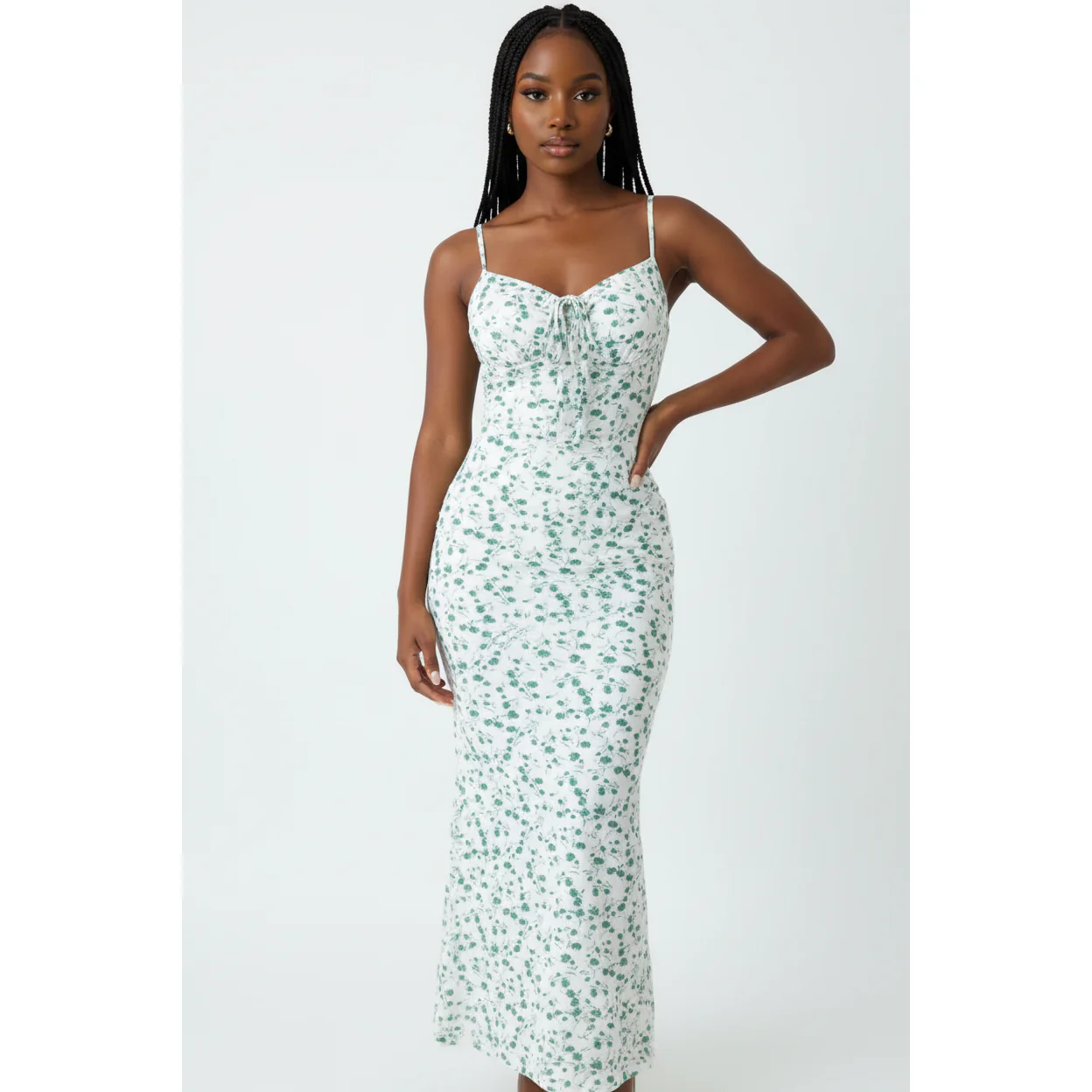 Elegant Ditsy Floral Printed Bodycon Dress.
