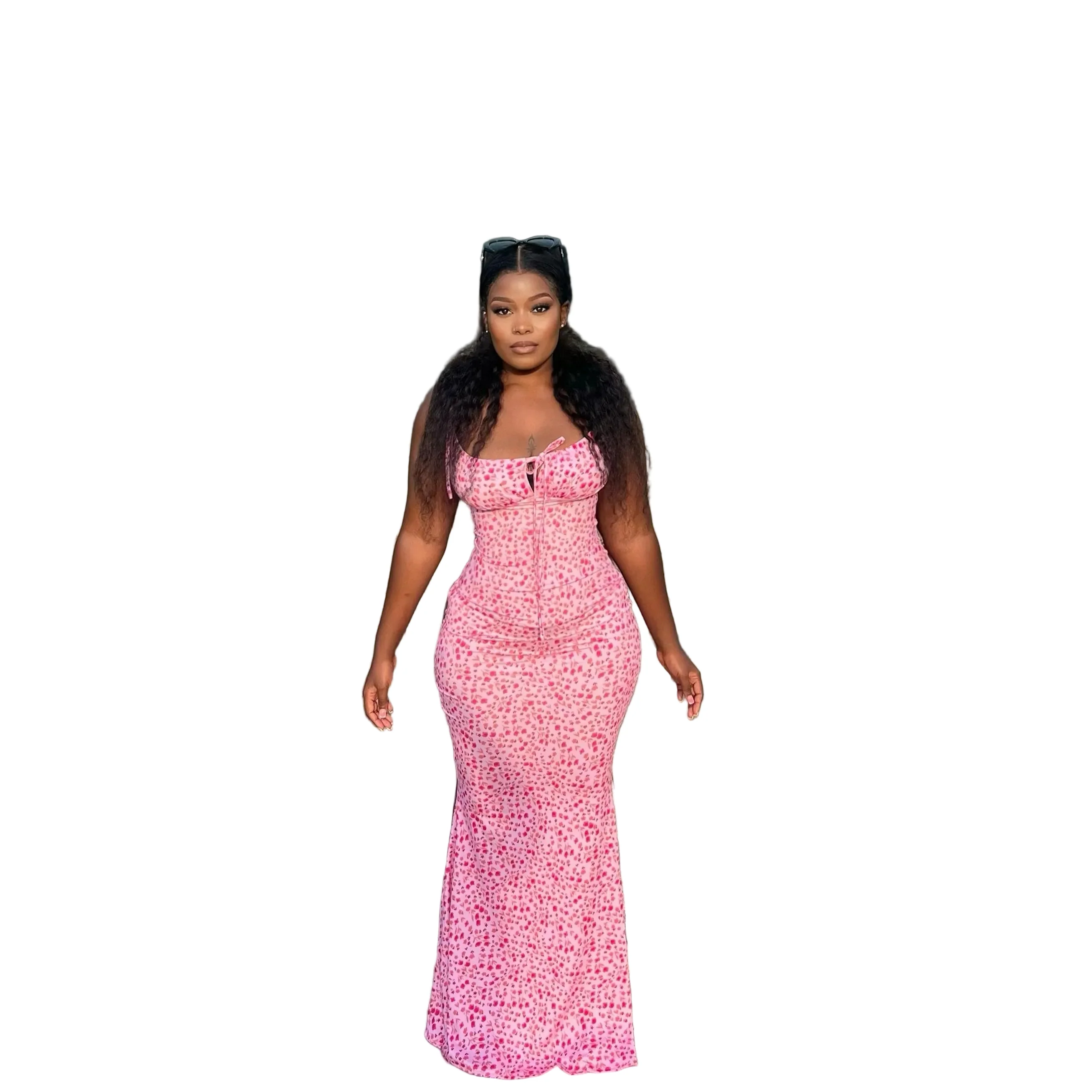 Elegant Ditsy Floral Printed Bodycon Dress. - Image 2