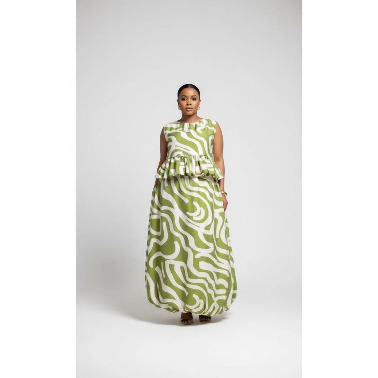 Elegant Flare Printed Sleeveless Dress - Image 2