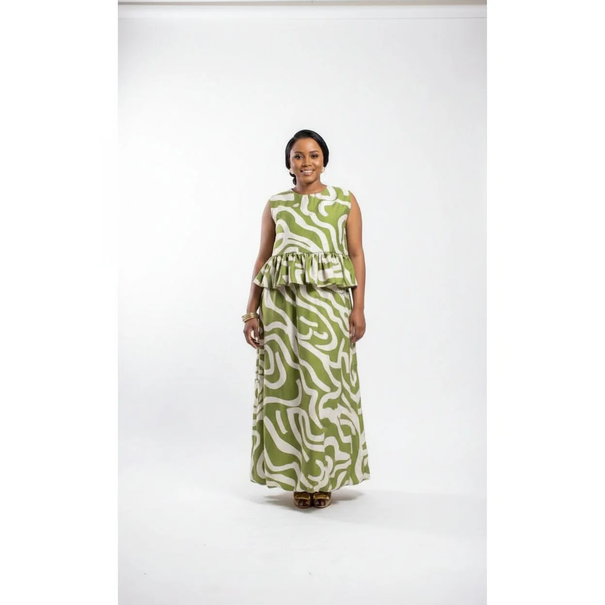 Elegant Flare Printed Sleeveless Dress - Image 3