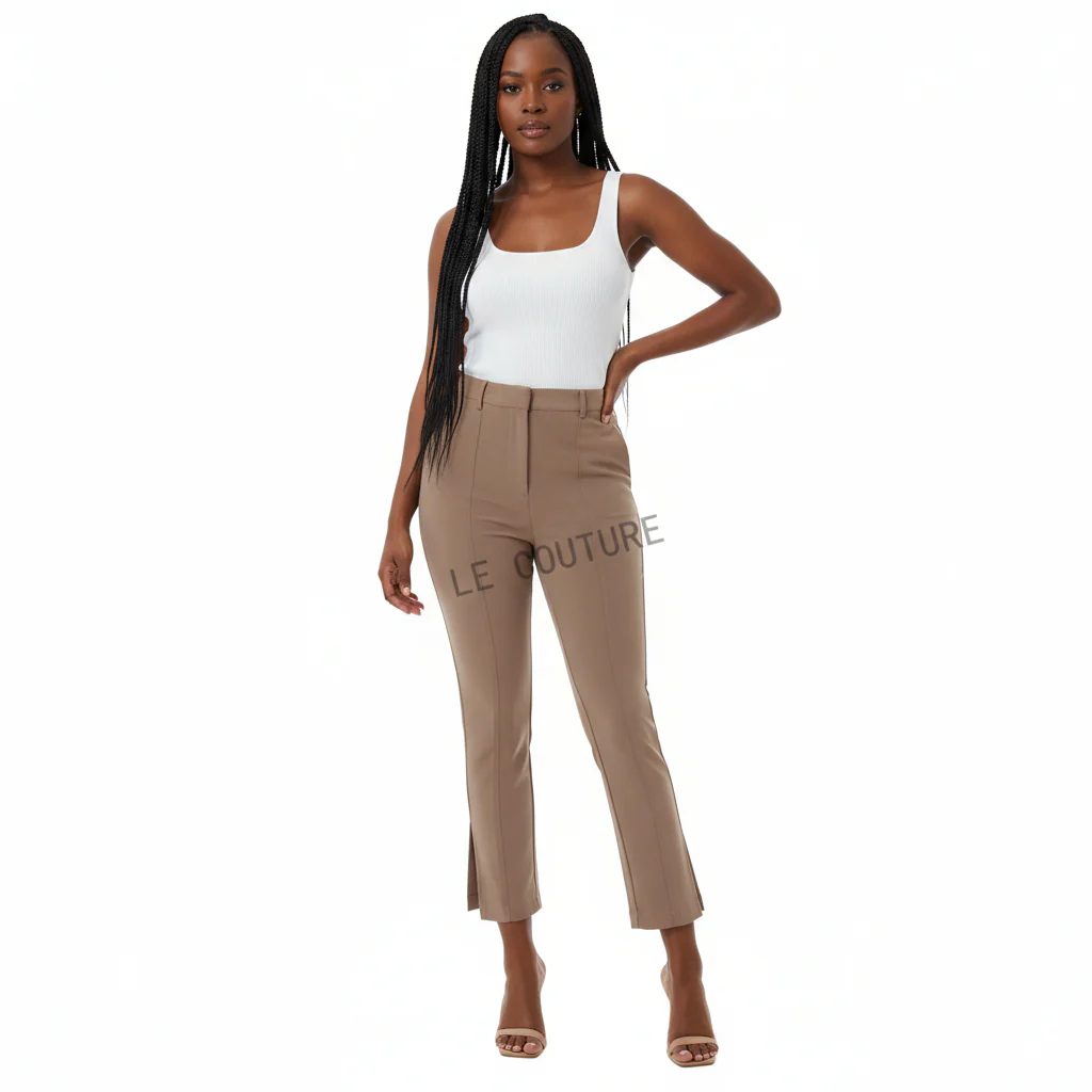 Elegant High Waist Cropped Work Pants - Image 2