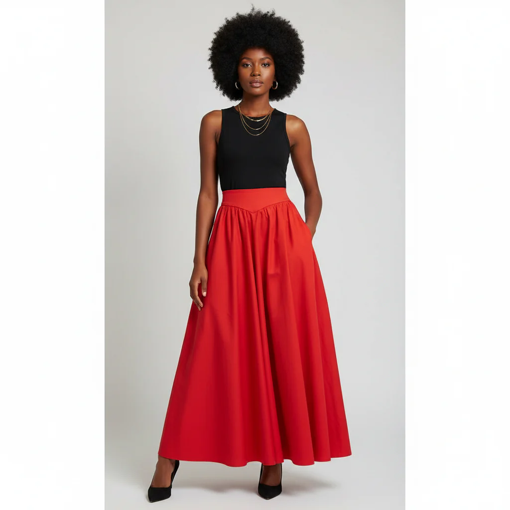 Elegant High-Waisted Pleated Maxi Dress - Image 2